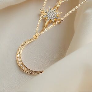 Moon and Star Burst Necklace 🌙